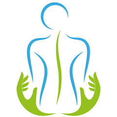 Person und Hände, Orthopädie, Chiropraktiker, Massage, Logo, Icon