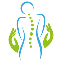 Person und Hände, Orthopädie, Chiropraktiker, Logo