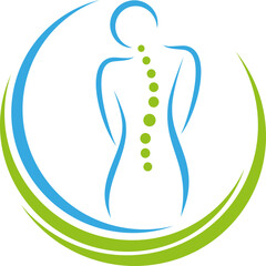 Person und Wirbelsäule, Orthopädie, Chiropraktiker, Logo, Icon	