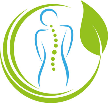 Person und Blatt, Orthopädie, Chiropraktiker, Heilpraktiker, Logo, Icon	
