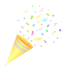 cute party popper confetti. confetti isolated, explosion, firecracker, celebration. Vector drawing. Hand drawn style.