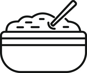 Mash potato spoon icon outline vector. Boiled food. Masher meal