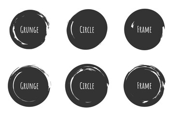 Circle brush stroke, hand drawn paint frame for design logo, banner, card. Vector