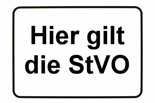 Illustration eines Hinweisschildes "Hier gilt die StVO"	