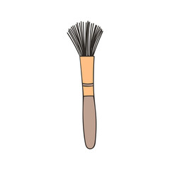 Makeup brush colorful doodle illustration in vector. Makeup brush colorful icon in vector.