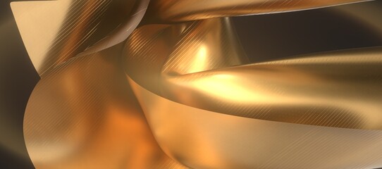 3d render of dark and gold cloth. iridescent holographic foil. abstract art fashion background.