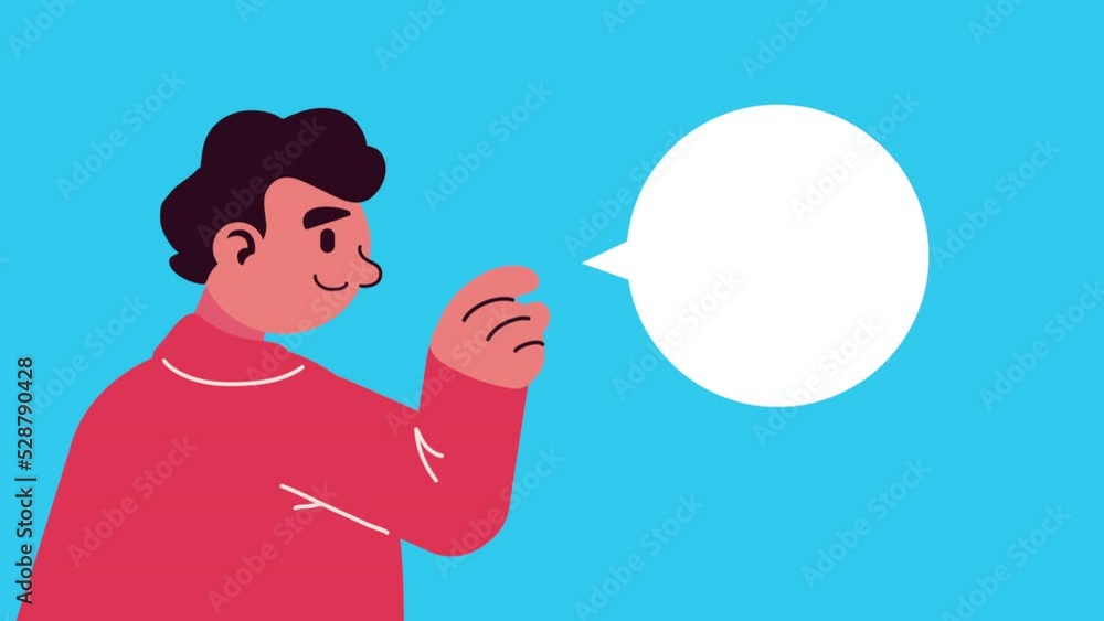 Poster man with speech bubble character animation