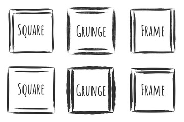 Square brush stroke, hand drawn paint frame for design logo, banner, card.