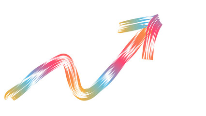 Obraz na płótnie Canvas Rainbow colored brushstroke isolated trending up arrow overlay