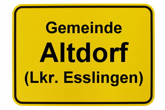 Illustration eines Ortsschildes der Gemeinde Altdorf im Landkreis Esslingen in Baden-Württemberg
