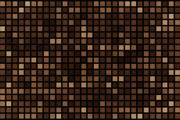 Brown and beige mosaic ceramic tiles. Mosaic of square beige and brown rustic tiles. Square background and wallpaper.