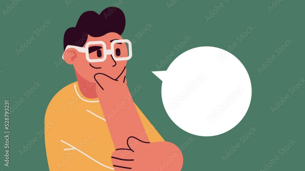 Poster man with speech bubble character animation