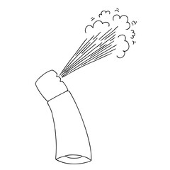 The can sprays paint in a doodle style. Spray paint can sketch. Coloring page. Hand Drawn. Freehand drawing.