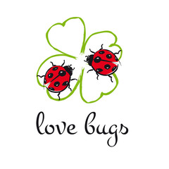 Love bugs, lady birds, clover