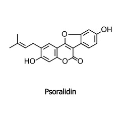 The molecular structure of Psoralidin, a substance with anti-cancer activity.