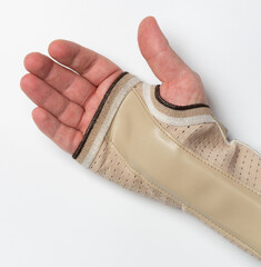 Open hand palm with bandage