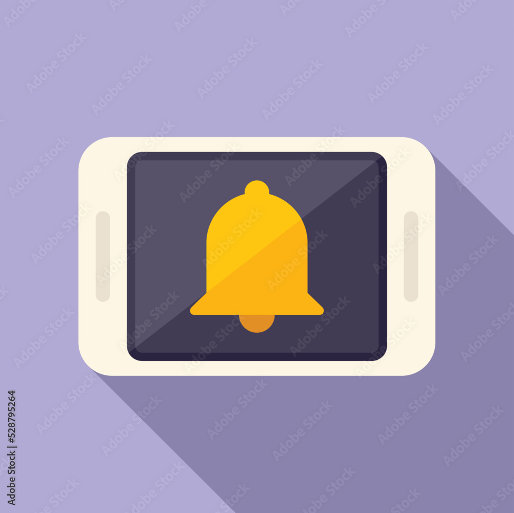 Poster tablet notification icon flat vector. button notice. post pop