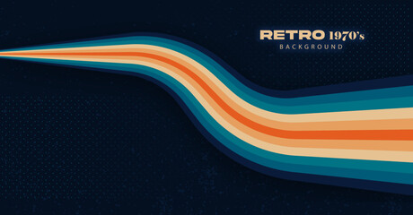 Abstract 1970's background design in futuristic retro style with colorful lines
