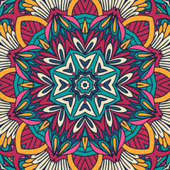 Mandala ornamental vintage abstract geometric design. Vector boho psychdedli design