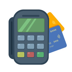 Electronic terminal for card payment isolated on white background. flat style