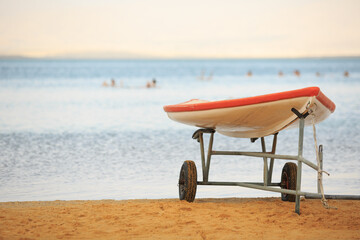 board for swimming on the seashore, background water