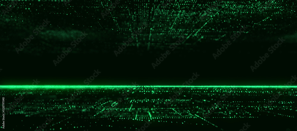 Fototapete Abstract digital background with matrix. Science backdrop of many particles. Big data visualization. 3d rendering.