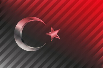Turkey national flag. Special striped pattern and silver crescent and star. Vector Turkish flag professional design.