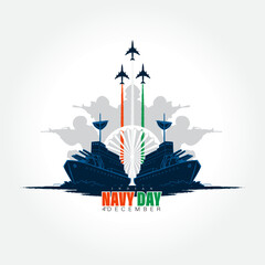 Vector illustration of Indian navy day. Indian national celebration. poster, banner.