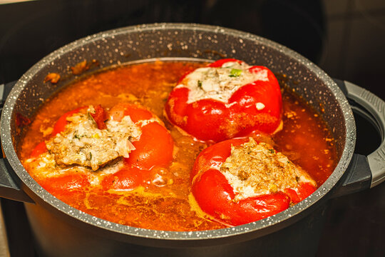 spicy stuffed paprika with rice 