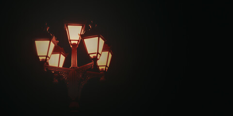 classic night street lamp on dark sky background