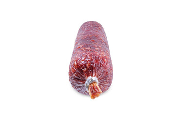 Salami sausage on a white isolated background