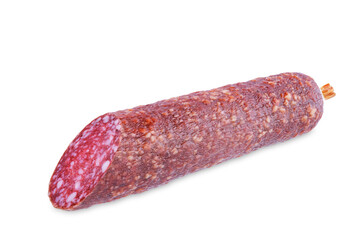 Salami sausage on a white isolated background