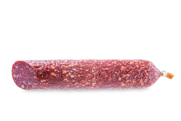 Salami sausage on a white isolated background
