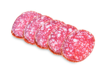 Salami sausage on a white isolated background