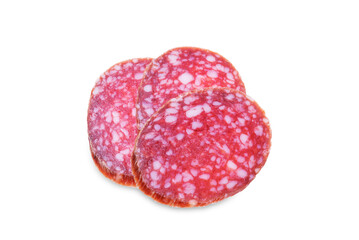 Salami sausage on a white isolated background