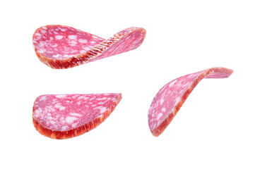 Salami sausage on a white isolated background