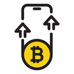 Bitcoin exchange and transfer icon. Send money illustration