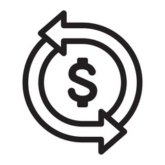 Currency conversion line icon. Dollar conversion outline illustration