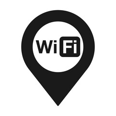 Pointer and wifi logo icon. Map pointer internet illustration.