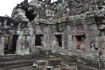 Preah Khan Temple Corner Detail with Door and Windows, Siem Reap, Cambodia