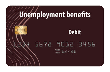 Here is a generic, mock unemployment benefits debit card. This is a 3-d illustration.