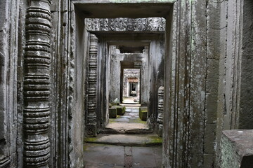 Long Covered Passageway in Preah Khan Temple, Siem Reap, Cambodia