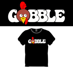 Gobble funny Cute turkey face cute t shirt design