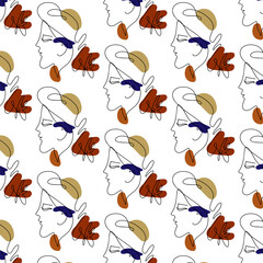 Vector hand drawn minimalistic colorful illustration of character. Creative one line abstract artwork with portrait . Template for card, poster, banner, print for t-shirt, brochure.