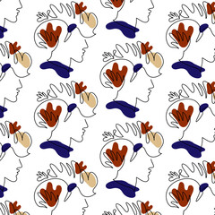 Vector hand drawn minimalistic colorful illustration of character. Creative one line abstract artwork with portrait . Template for card, poster, banner, print for t-shirt, brochure.