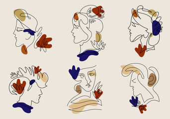 Vector hand drawn flat minimalistic pastel illustration of character. Creative one line abstract artwork with portrait . Template for card, poster, banner, print for t-shirt, brochure.