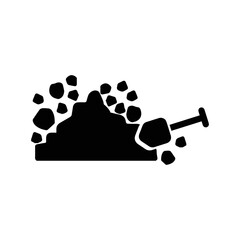 Cultivation digging shovel in mud icon | Black Vector illustration |