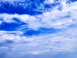 Blue sky with clouds, background and wallpaper, ecology concept. Earth's atmosphere