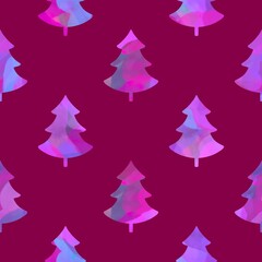 Fototapeta premium Winter forest seamless Christmas tree pattern for new year wrapping paper and kids clothes print and Noel
