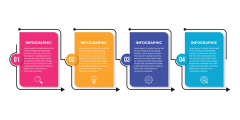 Vector Infographic label design template with icons and 4 options or steps. Can be used for process diagrams, presentations, workflow layouts, banners, flow charts, info graphs.